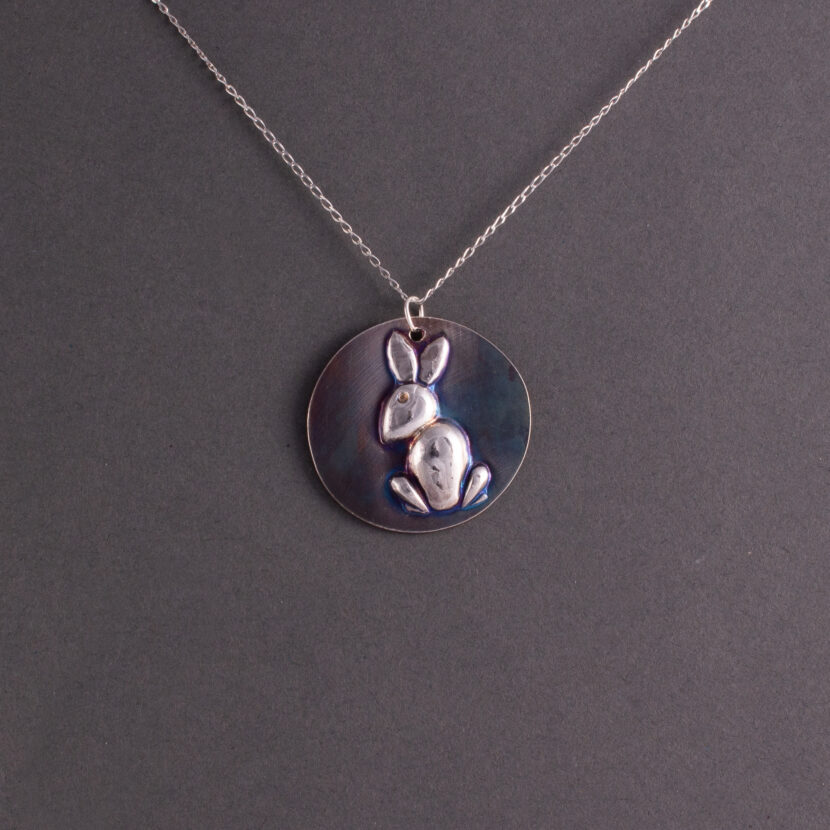 Peeking Bunny Pendant in Sterling Silver